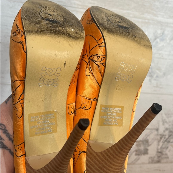Rare Iron Fist Orange Zombie Lily Heels Size 8 - Picture 10 of 11